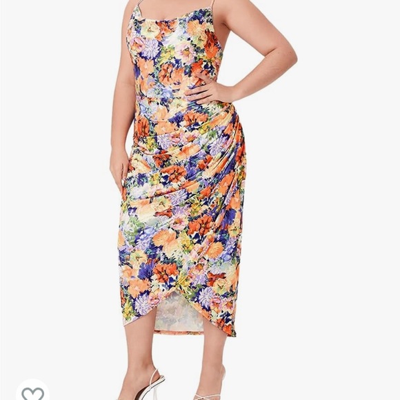 NWT Floerns Amazon Large Plus Size Floral Midi Dress - Picture 5 of 5